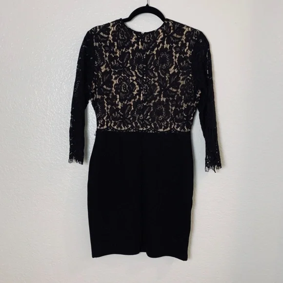 Lulus Dress Black Lace Bodycon Size Medium Long Sleeve LBD Whimsygoth Witchy - Picture 11 of 12